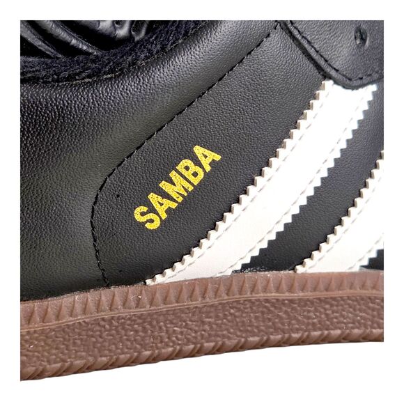 adidas Samba Classic Sneaker Shoes Black White Stripes Lace-Up Mens Size 11.5